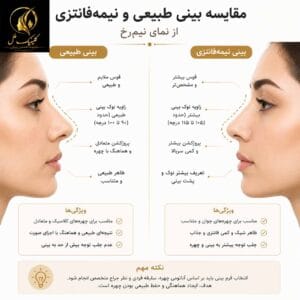 مقایسه بینی طبیعی و نیمه فانتزی از نمای نیم رخ