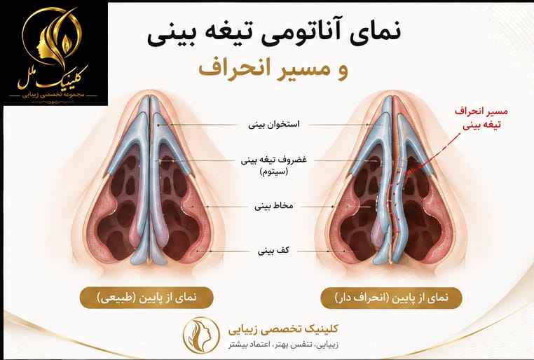 A1 نمای آناتومی تیغه بینی و مسیر انحراف