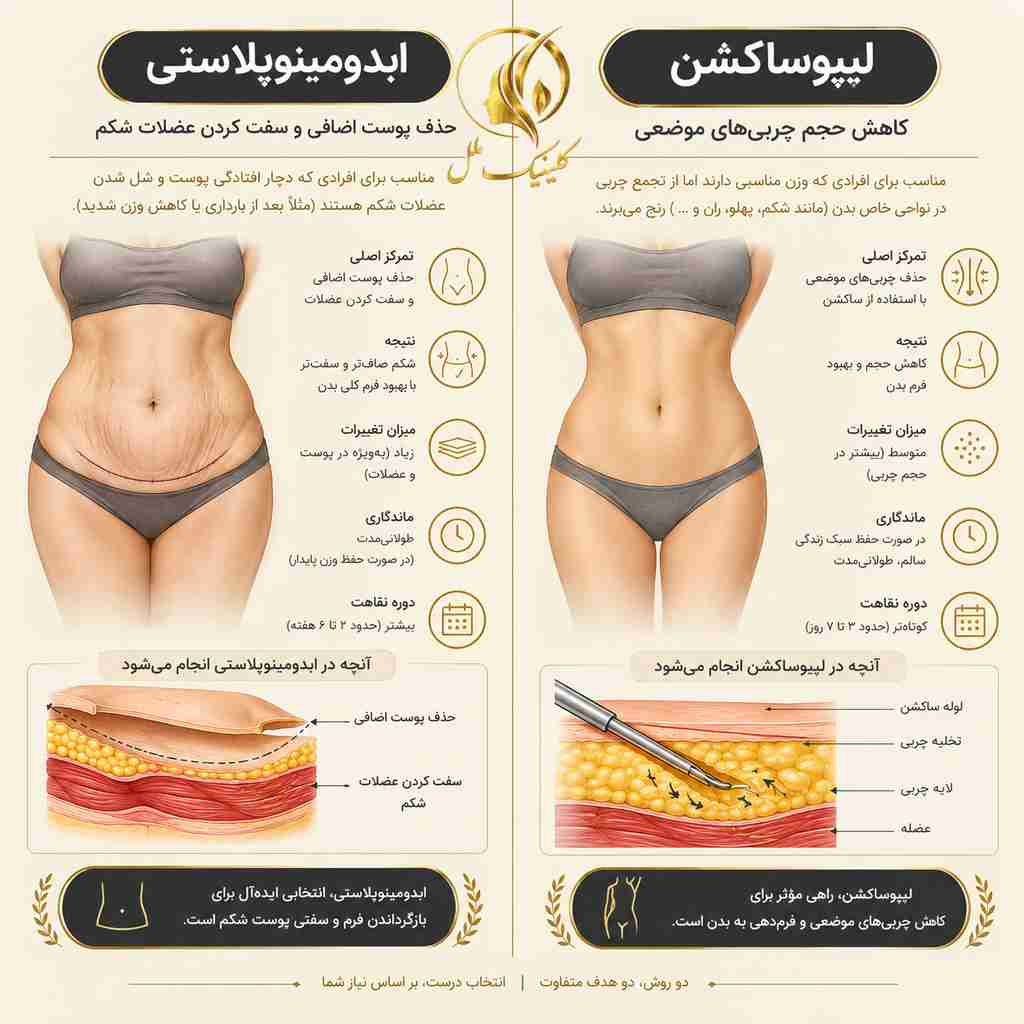 تفاوت ابدومینوپلاستی و لیپوساکشن