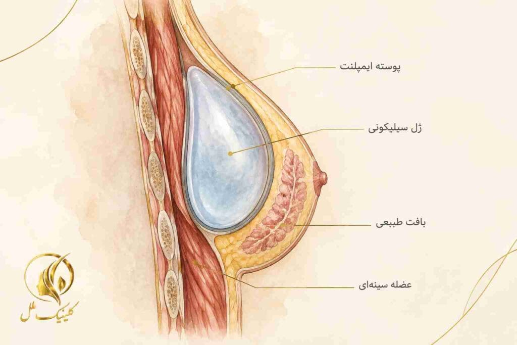 ساختار پروتز سینه و محل قرارگیری ایمپلنت