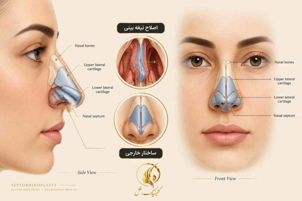 septorhinoplasty-1 سپتورینوپلاستی و اصلاح همزمان تیغه و ساختار بینی