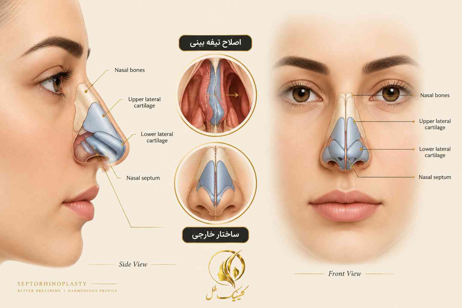 سپتورینوپلاستی و اصلاح همزمان تیغه و ساختار بینی