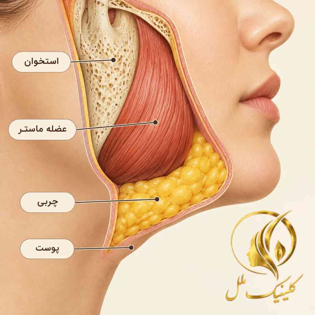 jawline-contouring-03 تفاوت نقش استخوان فک، عضله ماستر، چربی زیرچانه و پوست در فرم خط فک