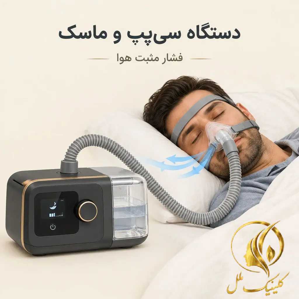 دستگاه CPAP و ماسک فشار مثبت هوا برای درمان آپنه خواب